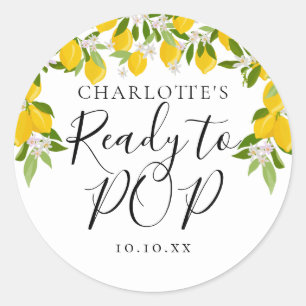 Limoenen Bloesem Groene klaar om te POP Baby Showe Ronde Sticker