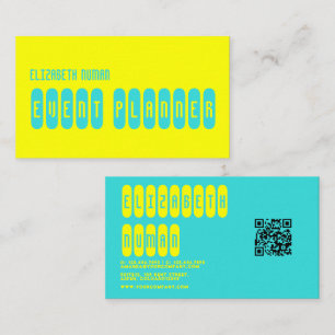 Limoengele en Turquoise Typografie QR Code Visitekaartje