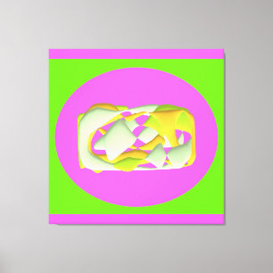 Limoengroen en felle paarse motieven canvas afdruk