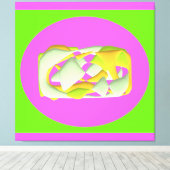 Limoengroen en felle paarse motieven canvas afdruk (Insitu (Houten vloer))