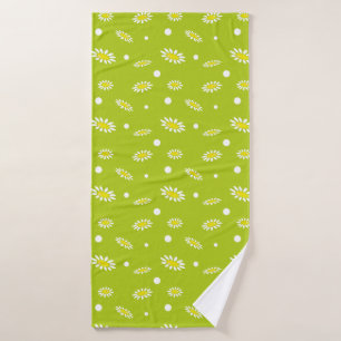 Limoengroen Madeliefje Stip Retro Lente Patroon Badhanddoek