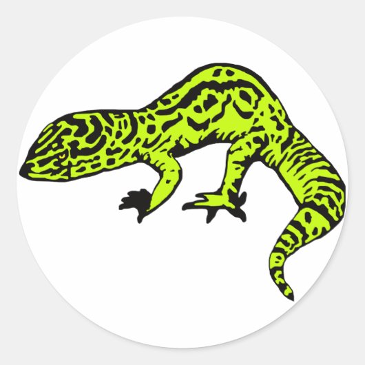 Limoengroen & zwarte gekko ronde sticker (Voorkant)