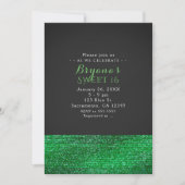 Limoengroene moderne glamour sequins feestuitnodig kaart (Voorkant)