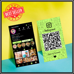 Limoengroene Pastrychef Instagram QR Zakelijke Kaa Visitekaartje
