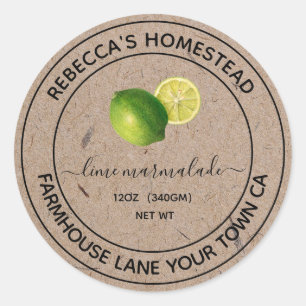 Limoenmarmelade Kraftpapier Potlabels Ronde Sticker