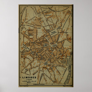 Limoges France Map (1895) Poster