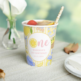 Limon Citrus Zomer Limonade 1e Verjaardagsfeestje Papieren Bekers