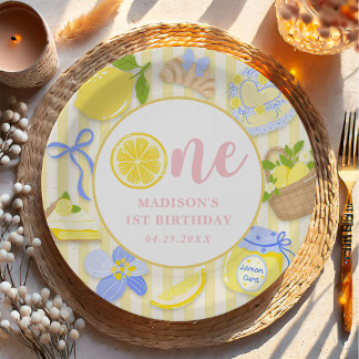 Limon Citrus Zomer Limonade 1e Verjaardagsfeestje Papieren Bordje