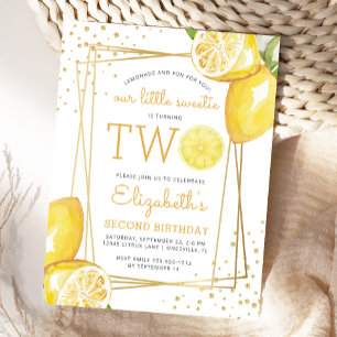 Limonade Aquarel 2e Verjaardagsfeest Uitnodiging