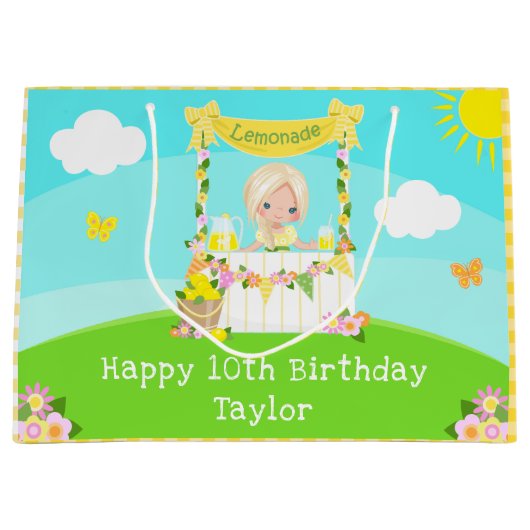 limonade blond haar meisje gelukkig verjaardag groot cadeauzakje (Voorkant)