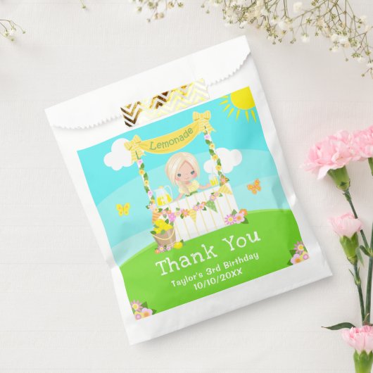 limonade blond haar meisje verjaardag dank u bedankzakje (Gezegeld)