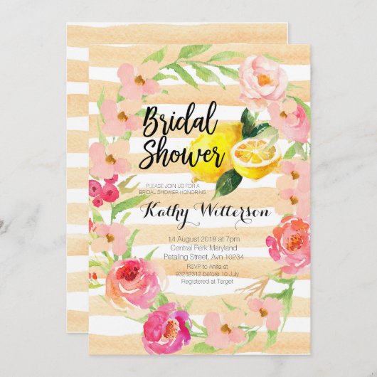 Limonade Bruiloft Feest uitnodiging aquarel (Voorkant / Achterkant)