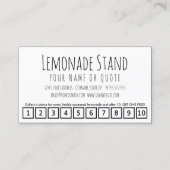 limonade. carte perforée de fidélité (Dos)