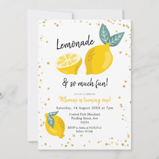 Limonade en zo veel leuke uitnodiging (Voorkant)
