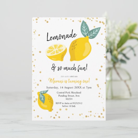 Limonade en zo veel leuke uitnodiging (Staand voorkant)