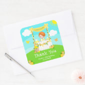 limonade rood haar jongen verjaardag dank u vierkante sticker (Envelop)