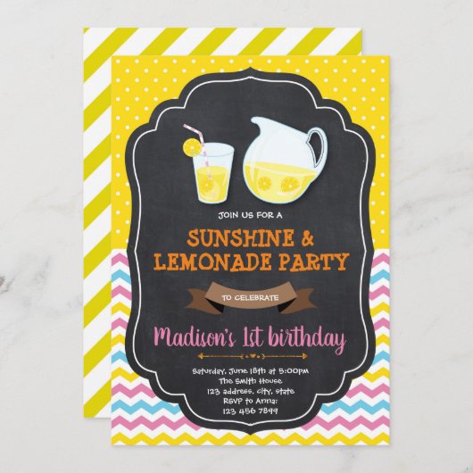 Limonade verjaardagsfeest uitnodiging (Voorkant / Achterkant)