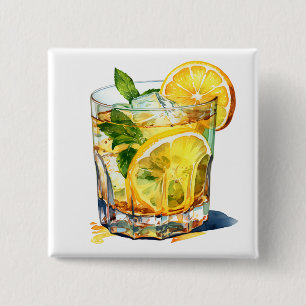 limonadecocktail Drink Vierkante Button 5,1 Cm