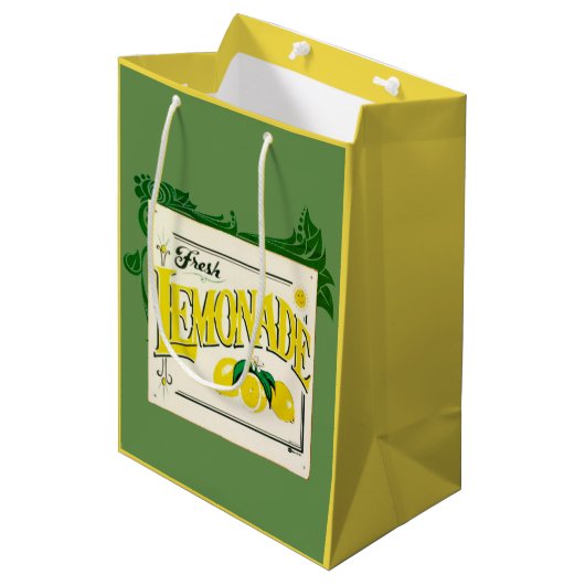 limonadeteken citroenfruit groen geel medium cadeauzakje (Voorkant Gekanteld)