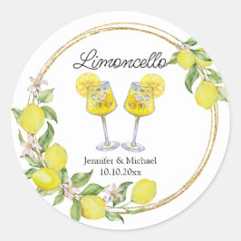 limoncello aquarel citroen cocktails bruiloft  ronde sticker