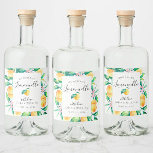 Limoncello Aquarel Citroen Likeur Fles Label Likeurfles Etiket