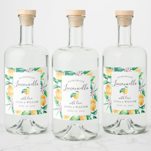 Limoncello Aquarel Citroen Likeur Fles Label Likeurfles Etiket (Flessen)