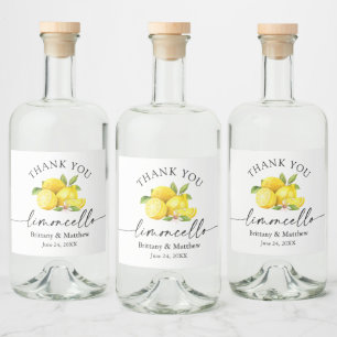 Limoncello Calligraphy Waterverf Lemons Dank u Likeurfles Etiket