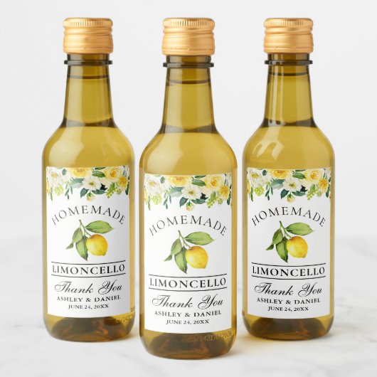 Limoncello Citroen Bloemen Mini Fles Etiketten (Flessen)