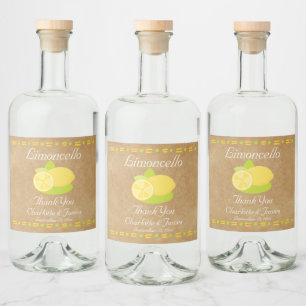 Limoncello citroen fruit gepersonaliseerd dank u likeurfles etiket