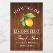 Limoncello Citroen Houten Bedankt Mini Flessenetik Wijn Etiket (Enkel label)