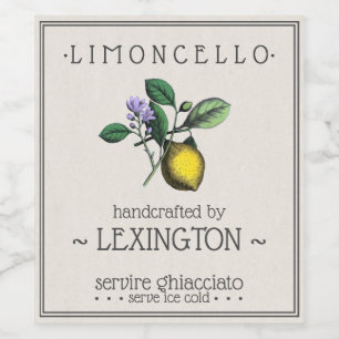 Limoncello Citroen Illustratie Lang Flesetiket   Wijn Etiket