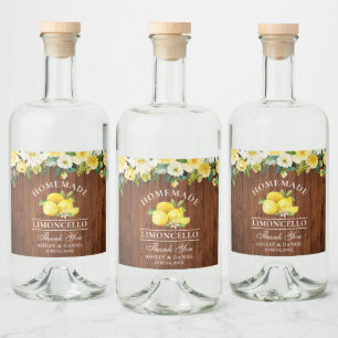 Limoncello citroenen Bloemen Hout Likeurfles Etiket