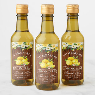Limoncello Citroenen Bloemen Houten Mini Flessenet Wijn Etiket