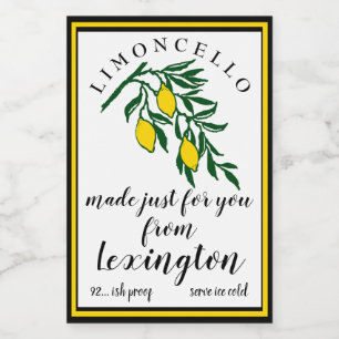 Limoncello citroenen op tak flesetiket voedselcontainer etiket
