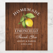 Limoncello citron en bois Merci Étiquettes bouteil (Étiquettes simples)