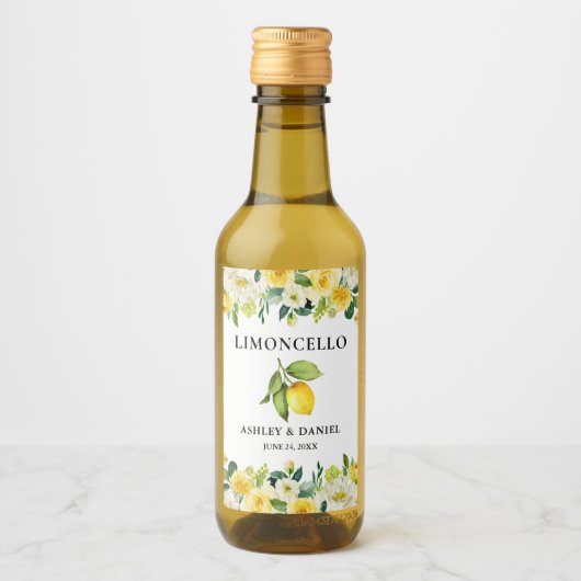 Limoncello de citron floral Mariage Mini Étiquette (Devant)