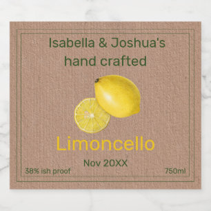 Limoncello-etiket op Kraft-kleurpapier Likeurfles Etiket
