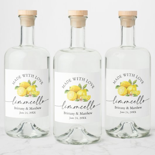 Limoncello gemaakt met Liefde Waterverf Lemons Likeurfles Etiket (Flessen)