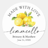 Limoncello gemaakt met Liefde Waterverf Lemons Ronde Sticker (Voorkant)