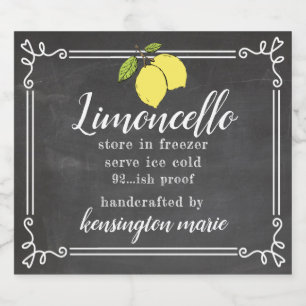 Limoncello krijt look drank flesje label likeurfles etiket