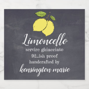 Limoncello krijtbord zoek naar kleine fles likeurfles etiket