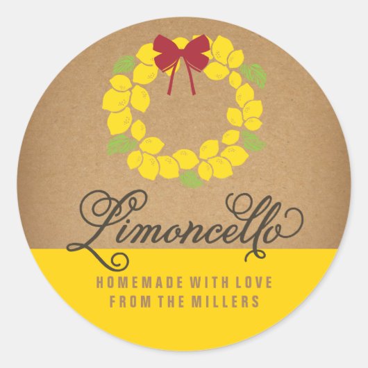 Limoncello Label, 3 inch ronde citroen sticker (Voorkant)