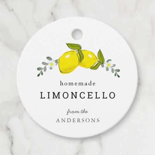 Limoncello Lemon Floral White Bedankjes Labels (Voorkant)