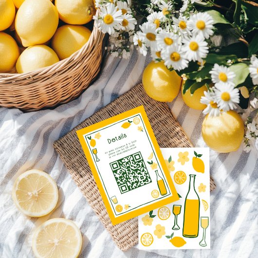 Limoncello Lemonade Aangepaste QR Bruidsmeisjesfee Informatiekaartje
