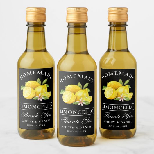 Limoncello Lemons Bedankt Black Mini Bottle Labels Wijn Etiket (Flessen)
