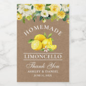 Limoncello Lemons Floral Kraft Mini Étiquettes bou (Étiquettes simples)