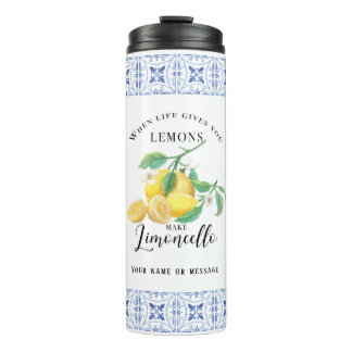 Limoncello Lemons Watercolor Floral Italian Tile Thermosbeker