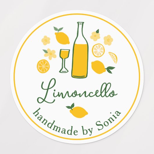 Limoncello Limonade Lemon Handgemaakte Craft CUSTO Labels (Design 2)
