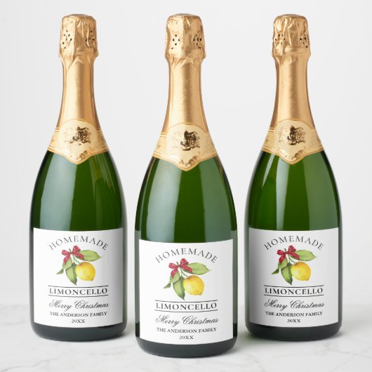 Limoncello Merry Christmas-flesetiket Sparkling Wijnetiket (Flessen)