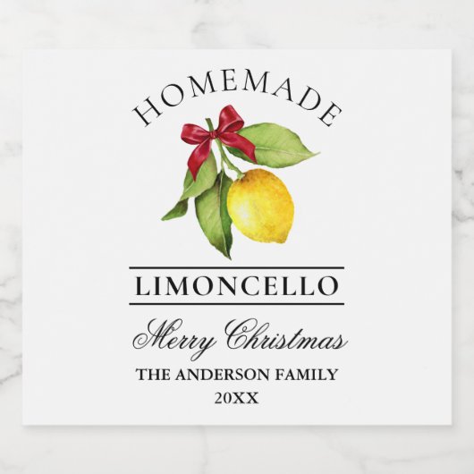 Limoncello Merry Christmas-flesetiket Sparkling Wijnetiket (Enkel label)